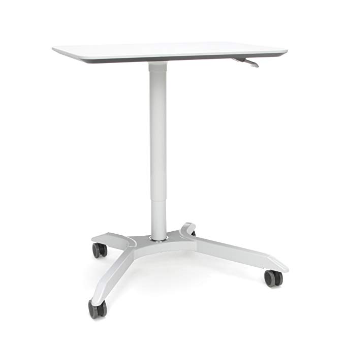 OFM Mesa Series Mobile Standing Desk - Height Adjustable Laptop Table, Workstation, White (66100-WHT)