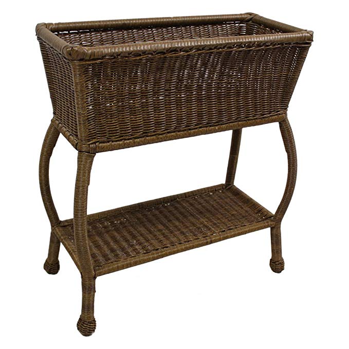 International Caravan 3190-MO-IC Furniture Piece Resin Wicker Rectangular Plant Stand