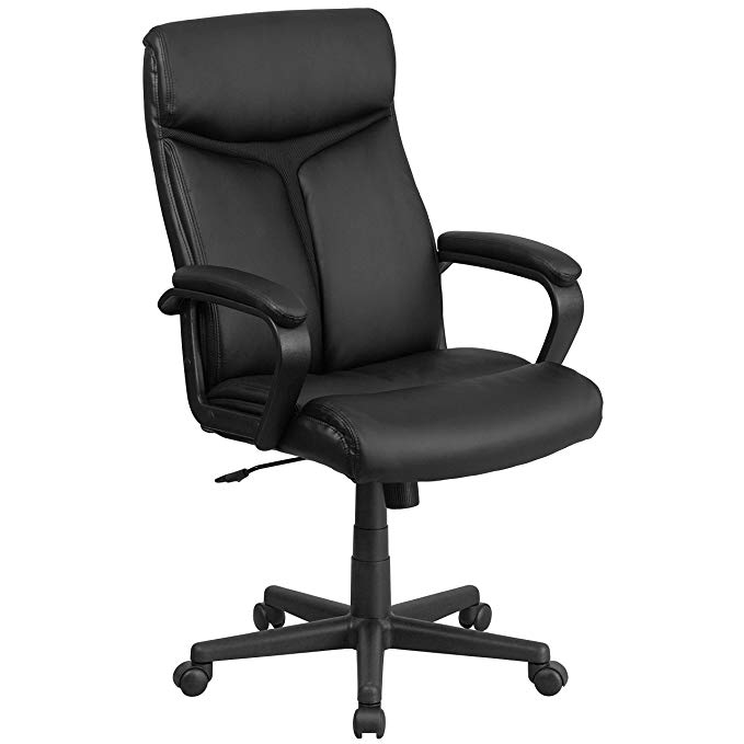 Flash Furniture High Back Black Leather Executive Swivel Chair with Arms