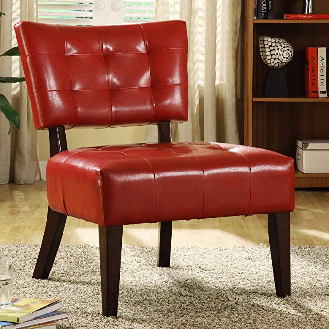 Metro Shop Tribecca Home Charlotte Red Faux Leather Armless Accent Chair