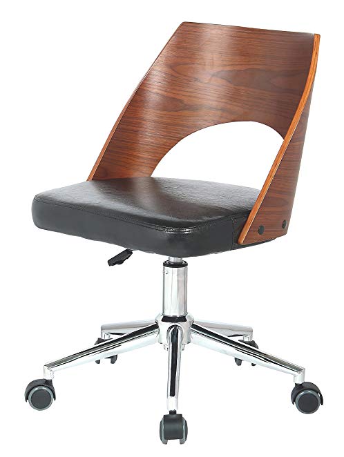 New Pacific Direct 9700002-BWL Dustin Office Chair Furniture, Black/Walnut