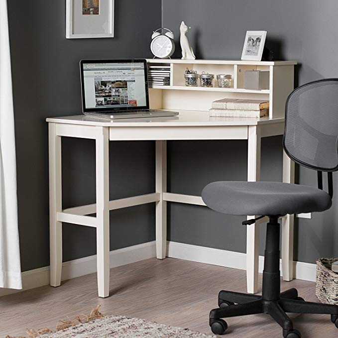 Corner Laptop Writing Computer Desk with Reverable Hutch and Sturdy Wooden Design Includes Our Exclusive Mouse Pad (Vanilla)