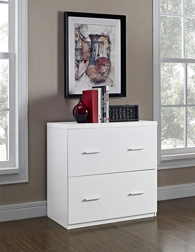 Lateral File Cabinet Filling Organizer with 2 Storage Drawers (White)