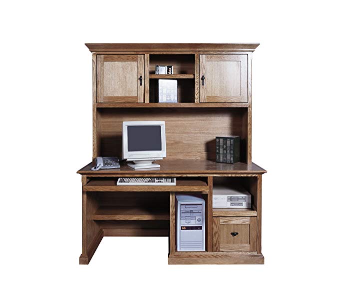 Forest Designs 60w Mission Computer Desk & Hutch 60w Whitewash Oak