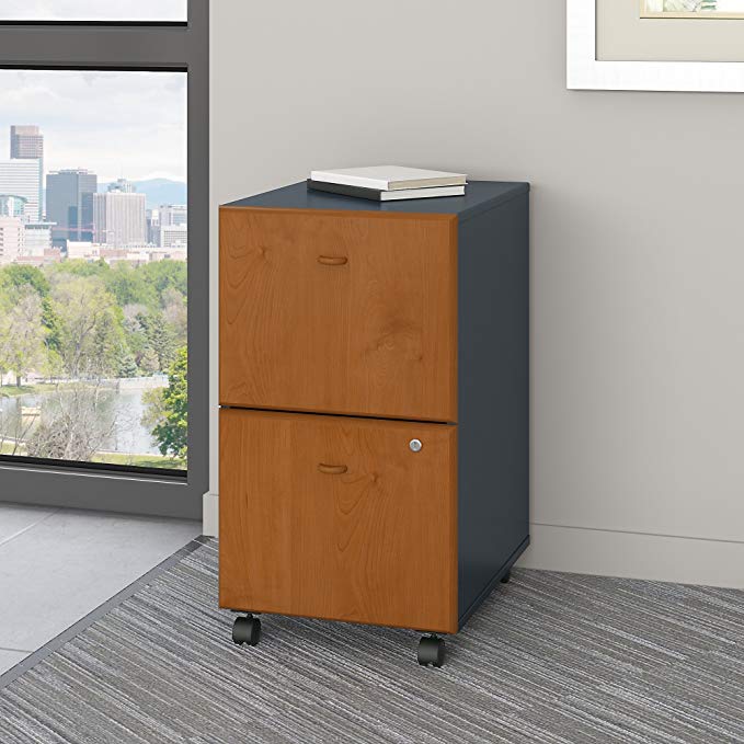 Bush Business Furniture Series A Collection 2Dwr Mobile Pedestal in Natural Cherry - Assembled