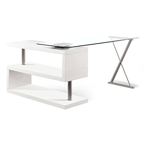 Furniture of America Fiora Modern Swivel Computer Desk in White