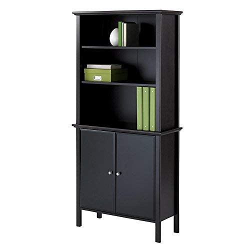 Realspace Chase Bookcase with Doors, Dark Chestnut