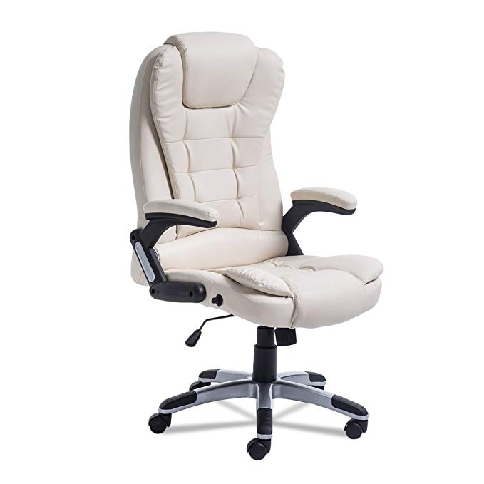 ICOCO Executive Chair High-Back Office Chair and Massage Function, PU Leather Desk Chair with Adjustable Height & Armrest