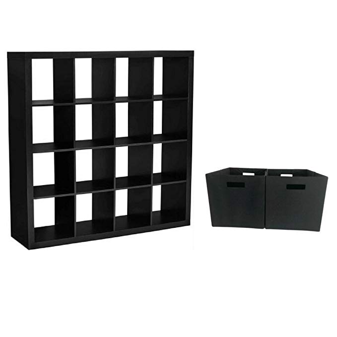 Better Homes and Gardens 16-Cube Organizer (Black with storage bins)