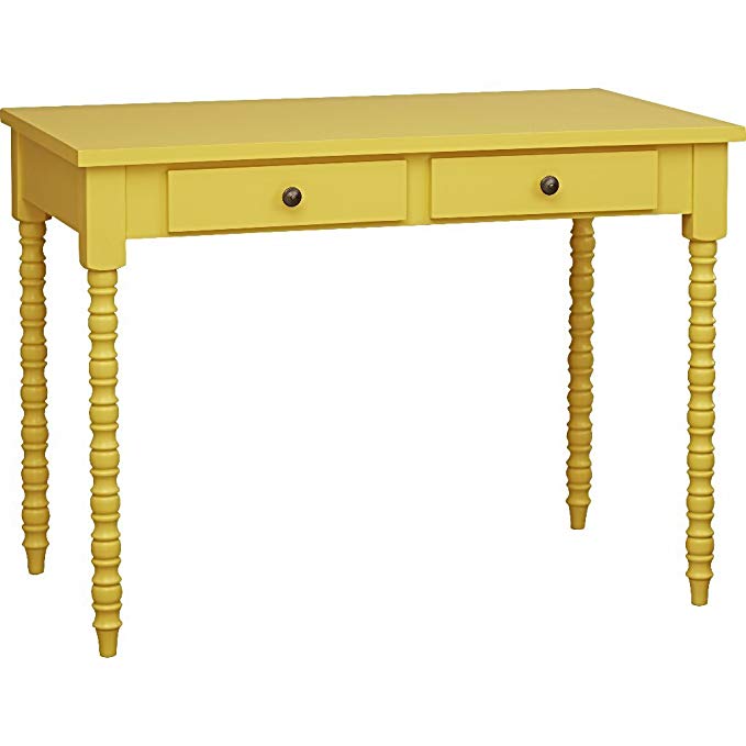 Writing Desk With Carved Legs And Keyboard Tray With Drawer In Traditional Design plus FREE GIFT (Yellow)