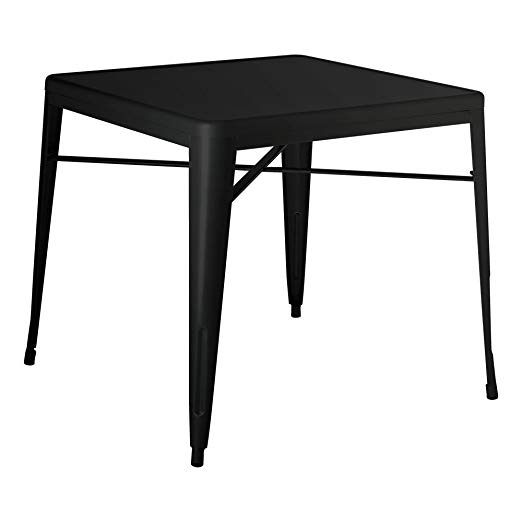 Norwood Commercial Furniture NOR-IAH1092S-SO Tolix Style Square Contemporary Modern Steel Table, Black