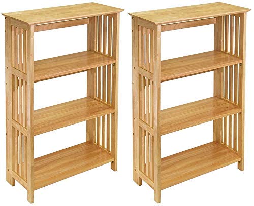 Winsome Wood Foldable 4-Tier Shelf, Natural (Pack of 2)