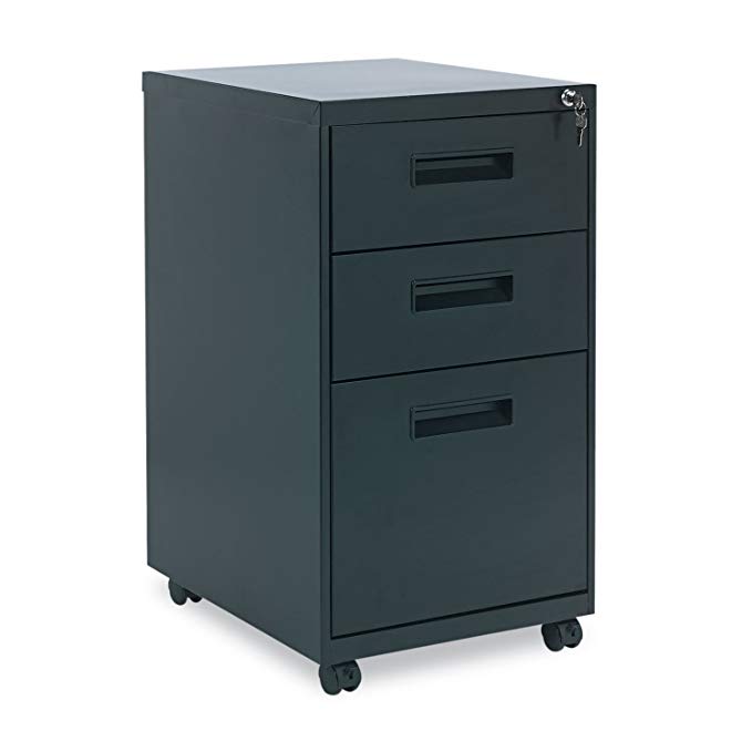 Alera PABBFBL Three-Drawer Metal Pedestal File, 14 7/8w x 19-1/8d x 27-3/4h, Black