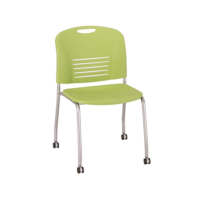 Safco Products 4291GN Vy Straight Leg Stack Chair with Casters, (Qty. 2), Green