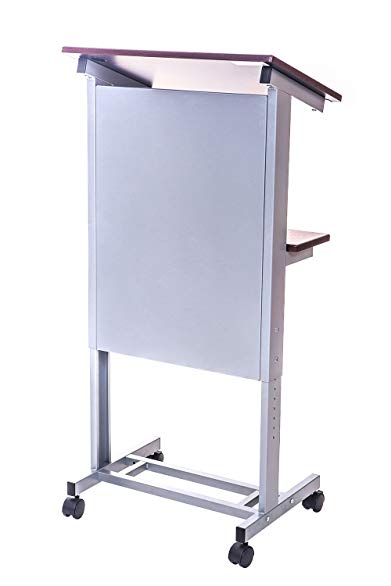 Luxor LX-ADJ-DW Lectern Podium Mobile Presentation Station