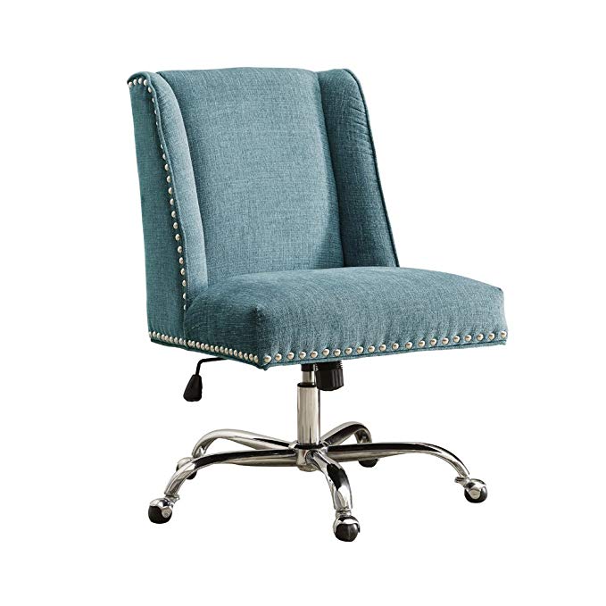 Linon AMZN0242 Clayton Aqua Office Chair, Metallic