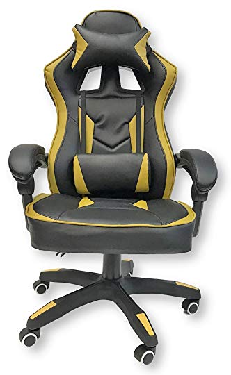 ViscoLogic Series Saloon Gaming Racing Style Swivel Office Chair (Black Gold)