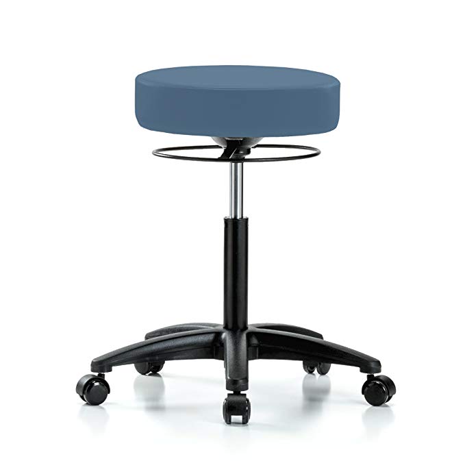 PERCH Stella Rolling Height Adjustable Salon & Spa Stool for Carpet or Linoleum | Workbench Height 21-28.5 Inches | 300-Pound Weight Capacity | 12 Year Warranty (Newport Fabric)