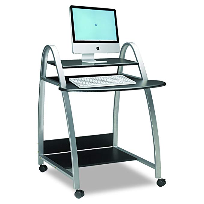 Mayline 971ANT SOHO Mobile Computer Desk with Arch Leg Design, Anthracite Tf/Metallic Gray Frame