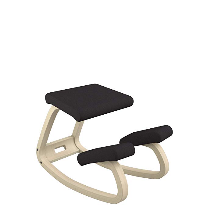 Varier Variable Balans Original Kneeling Chair Designed by Peter Opsvik (Black Revive Fabric with Natural Ash Base)