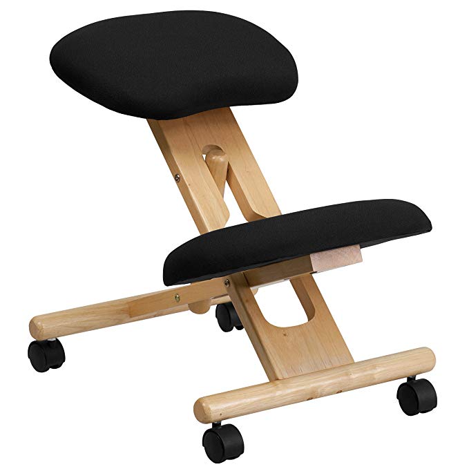 My Friendly Office MFO Mobile Wooden Ergonomic Kneeling Chair in Black Fabric