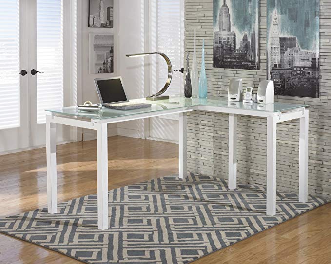 Baraga White L-Shape Home Office Desk