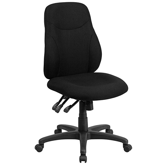 Flash Furniture Mid-Back Black Fabric Multifunction Ergonomic Swivel Task Chair