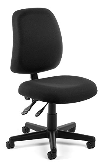 OFM Posture Series Armless Mid Back Task Chair - Stain Resistant Fabric Swivel Chair, Black (118-2)