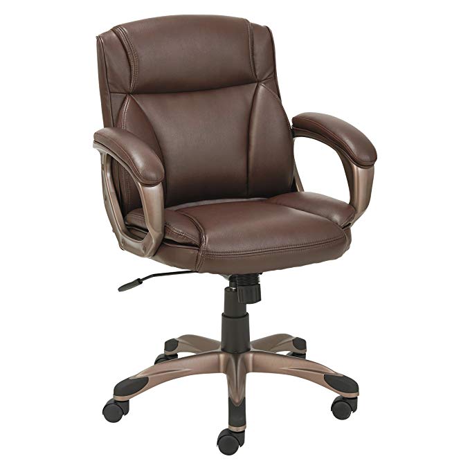 Alera ALEVN6159 Veon Series Low-Back Leather Task Chair w/Coil Spring Cushion, Brown