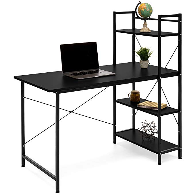 Best Choice Products Compact 4-Tier Shelves Computer Desk (Black)