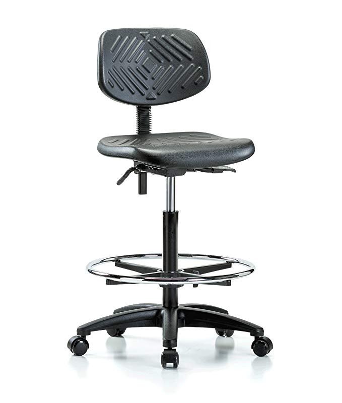 Perch Ergonomic Industrial Chair with Footring for Hardwood or Tile Floors, Counter Height