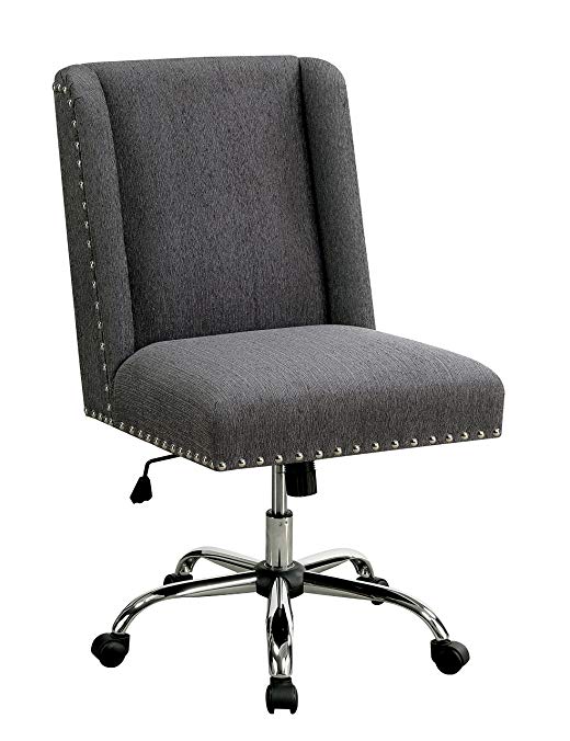 HOMES: Inside + Out IDF-FC642GY Bronzite Wingback Office Chair, Gray