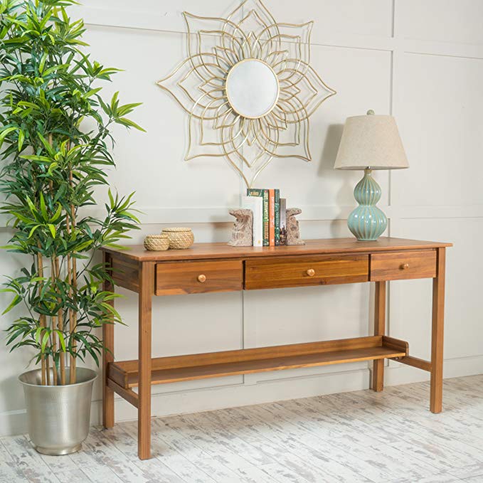 Oswald Teak Finish Wood Console Table