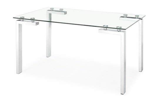 Modern Glass Executive Desk with Stainless Steel Legs